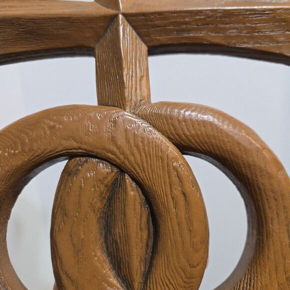 Vintage Wedding Rings Wooden Cross Wall Hanging MCM 12x8 in Religious Art - Picture 2 of 4